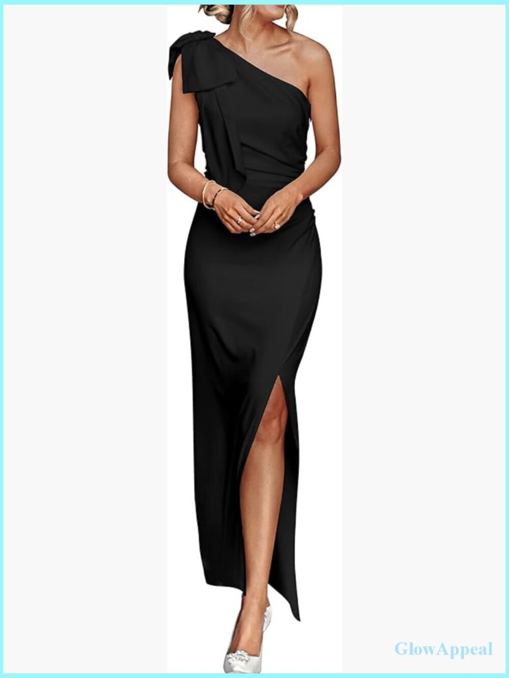 One Shoulder Sleeveless Maxi Dress Bodycon Ruched Formal Slit